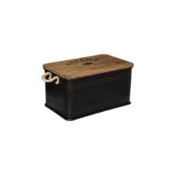 MALLE METAL BOIS NOIR CUBA D.60.1X37.8X33.1CM