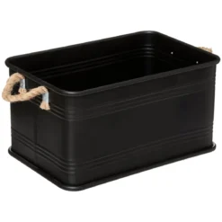 MALLE METAL BOIS NOIR CUBA D.54.3X34X29.1