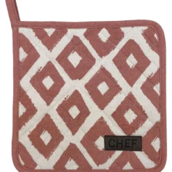 MANIQUE CHEF LOSANGE 20X20CM COTON TERRACOTTA