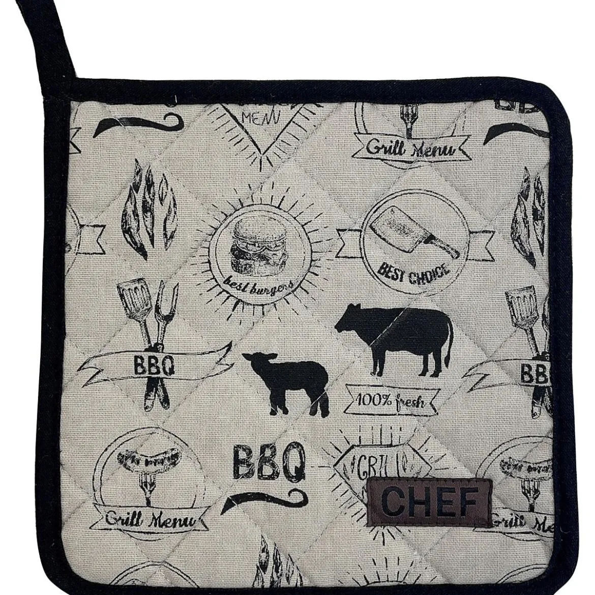 MANIQUE CHEF 20X20CM COTON BARBECUE