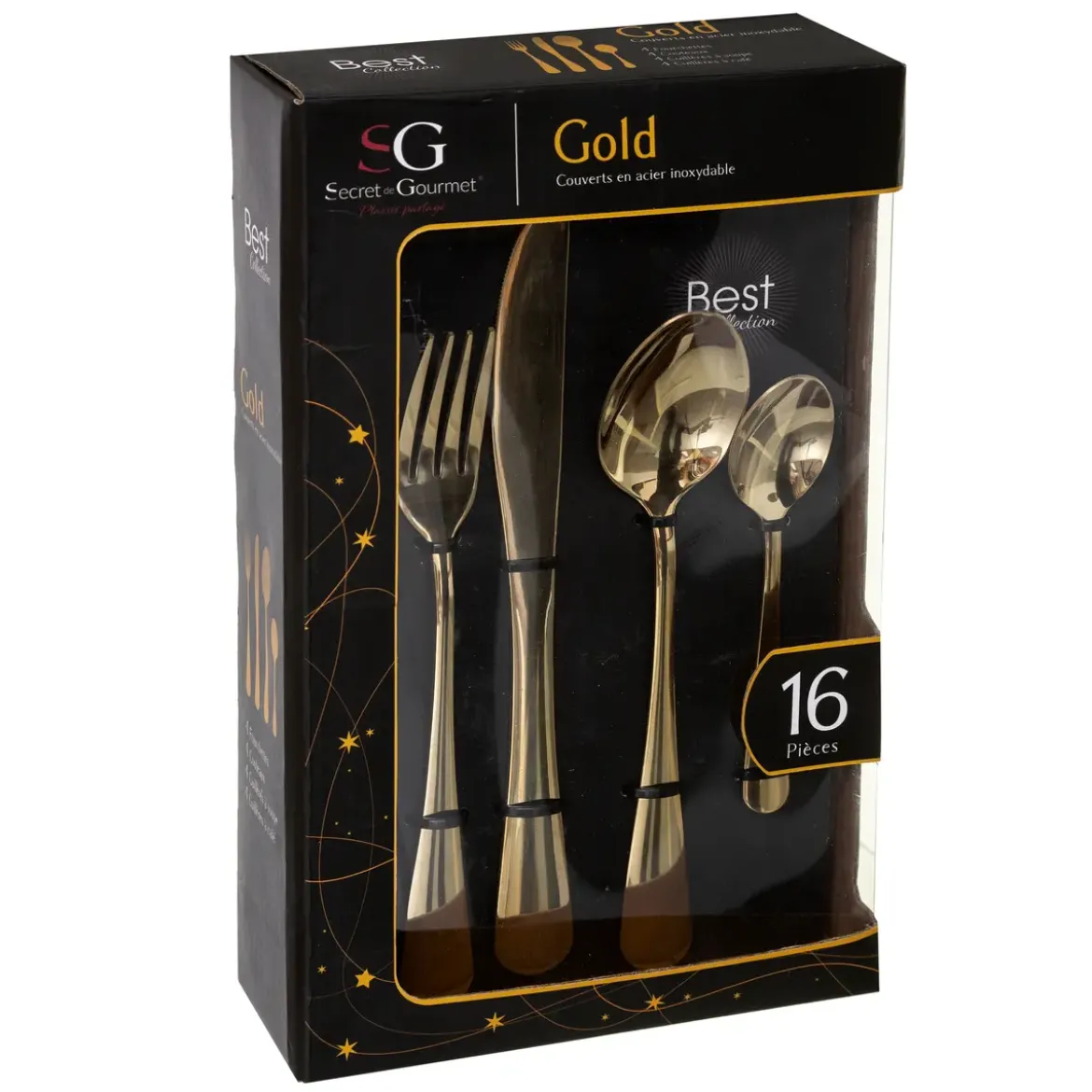 MENAGERE INOX 16 PIECES GOLD