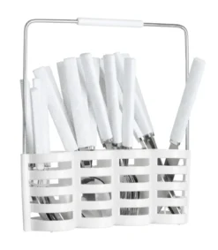 MENAGERE 24 PIECES GEO ET RANGE COUVERT BLANC
