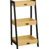 MEUBLE BAMBOU FORME PYRAMIDE 3 ETAGERES POIGNEES METAL CEBU