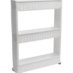 MEUBLE DE RANGEMENT 3 NIVEAUX SUR ROULETTES BLANC