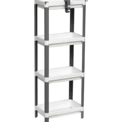 MEUBLE DE RANGEMENT 4 NIVEAUX BLANC GRIS