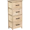 MEUBLE MDF PAULOWNIA NATUREL 4 TIROIRS POIGNEES METAL NOIR