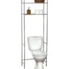 MEUBLE METAL 2 TABLETTES POUR TOILETTES CHROME
