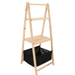 MEUBLE SAPIN 2 ETAGERES ET 1 PANIER NATUREL NOIR