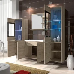 MEUBLE DE SALLE DE BAIN SUSPENDU AVEC MIROIR NATUREL