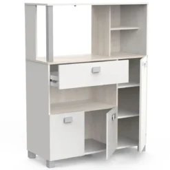 MEUBLE LOGE TOUT 3 PORTES 1 TIRROIR BASILIC ACACIA BLANC MAT