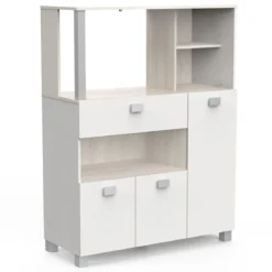 MEUBLE LOGE TOUT 3 PORTES 1 TIRROIR BASILIC ACACIA BLANC MAT