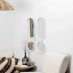 MIROIR CORFU BLANC H75CM X3 PIECES