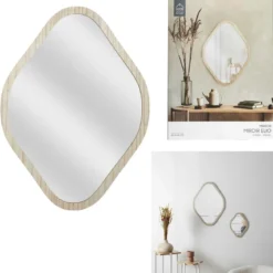 MIROIR DECO CONTOUR BOIS LOSANGE ELIO H.60CM