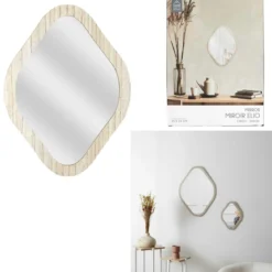 MIROIR DECO CONTOUR BOIS LOSANGE ELIO H.34CM