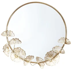 MIROIR FEUILLES GINKGO DORE D.45CM