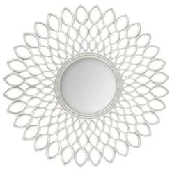 MIROIR FLEUR ARGENTE D.90CM