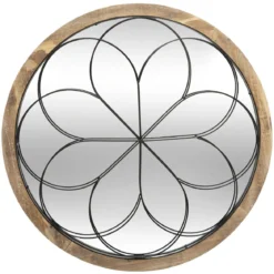 MIROIR METAL BOIS ROSACE D.64CM