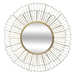 MIROIR METAL FLEUR OR D.67CM