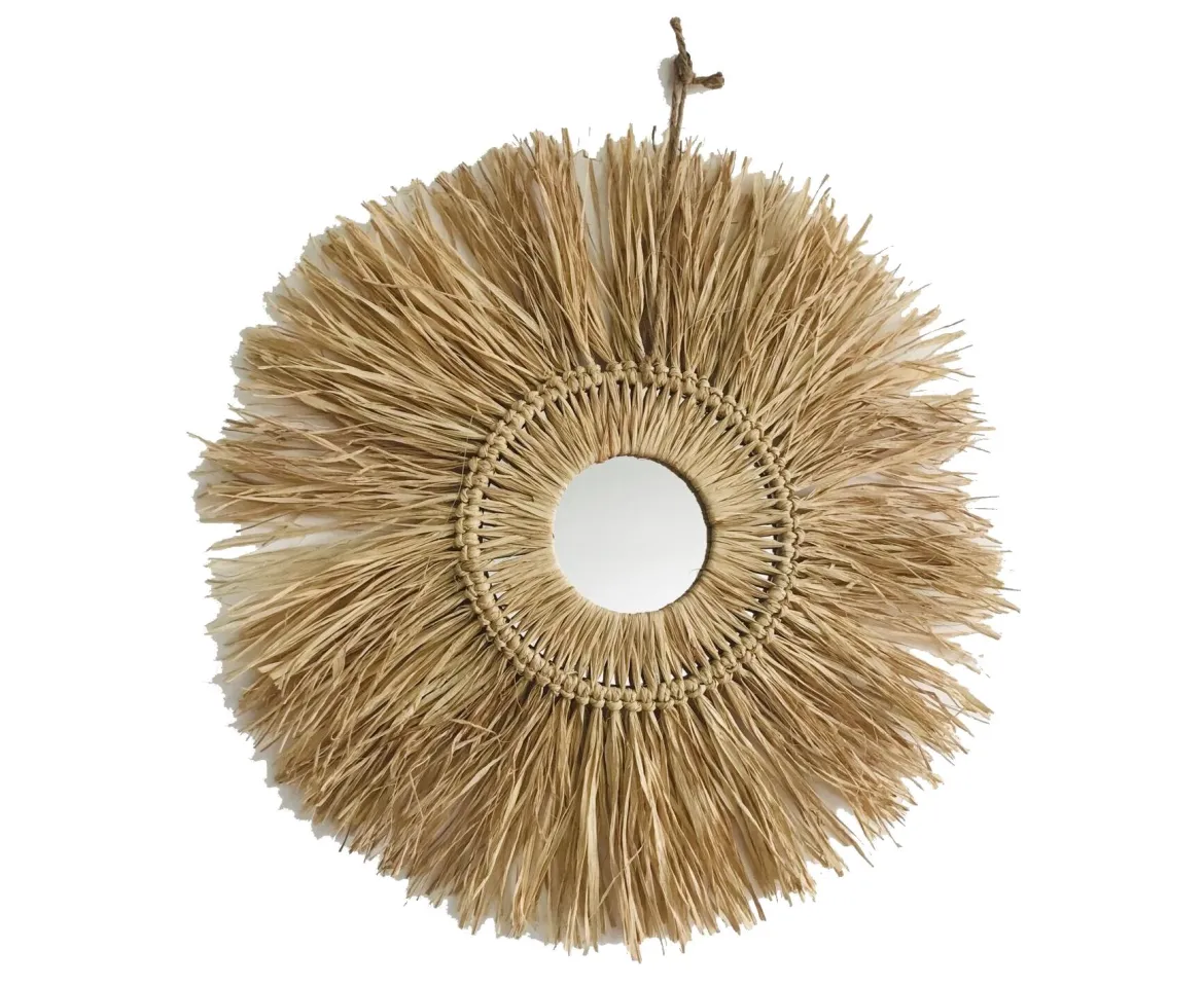 MIROIR ROND FIBRE NATURELLE D.51CM