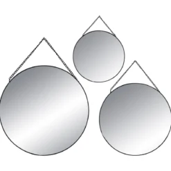 MIROIR ROND METAL X3 NOIR