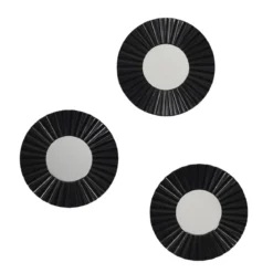 MIROIR ROND X3 PIECES NOIR ET DORE 21CM