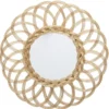 MIROIR ROTIN FLEUR D.50CM DORE