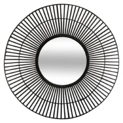 MIROIR ROTIN NOIR D.77CM