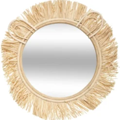 MIROIR ROTIN RAPHIA SAFARI D.38CM
