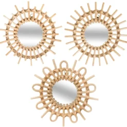 MIROIR ROTIN SOLEIL X3 PIECES D.28CM