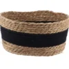 MOYEN PANIER PAILLE ET COTON 28X18X14CM NATUREL NOIR