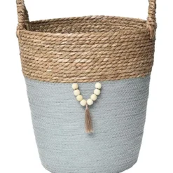 MOYENNE PANIERE RONDE DECO NATUREL VERT KAKI