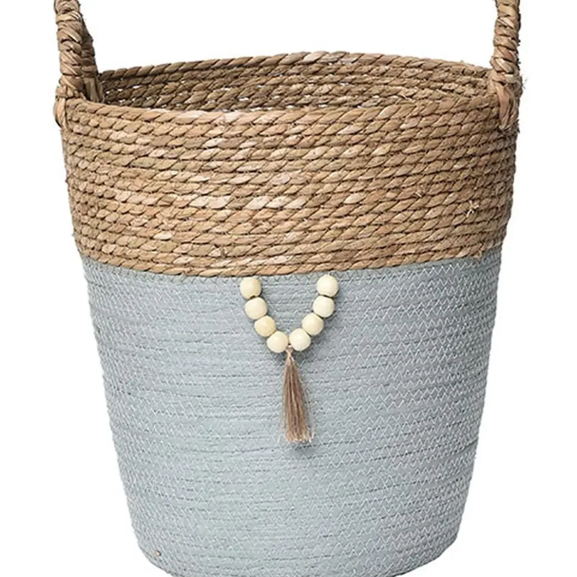 MOYENNE PANIERE RONDE DECO NATUREL VERT KAKI