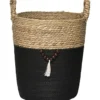 MOYENNE PANIERE RONDE DECO NATUREL NOIR
