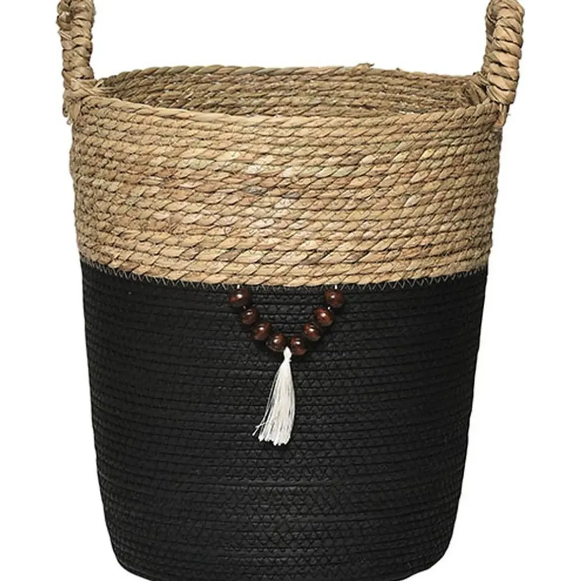 MOYENNE PANIERE RONDE DECO NATUREL NOIR