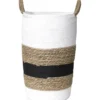 MOYENNE PANIERE RONDE VEGETALE ET PAPIER BLANC NATUREL NOIR