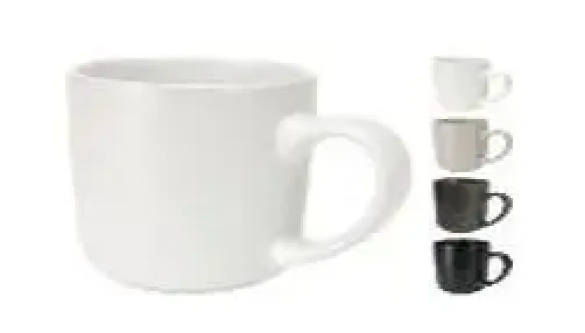 MUG FAIENCE BLANC NOIR VERT OU GRIS 370ML