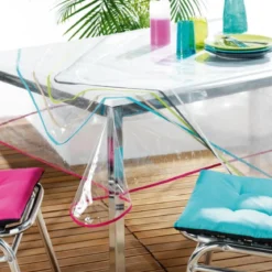 NAPPE CRISTAL RECTANG 140X240 CM PVC UNI GARDEN BIAIS ANTHRA