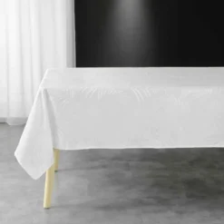 NAPPE RECTANGLE 140X240CM JACQUARD PLUMETTE BLANC
