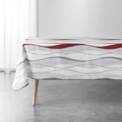 NAPPE RECTANGLE 150X240 CM POLYESTER IMP ONDULYS BLANC ROUGE