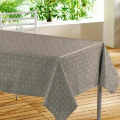NAPPE RECTANGLE 140X240 CM PVC IMPRIME MODERNA TAUPE