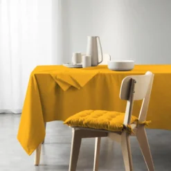 NAPPE RECTANGLE 140X240CM RECYCLE UNI MOUTARDE