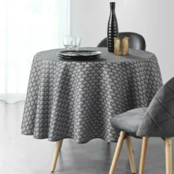 NAPPE RONDE 180 CM POLYESTER IMPRIME ARTCHIC ANTHRACITE