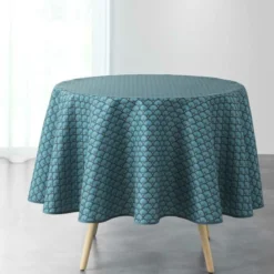 NAPPE RONDE 180 CM POLYESTER IMPRIME ARTCHIC BLEU
