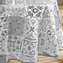 NAPPE RONDE 160CM PVC IMP PERSANE GRIS
