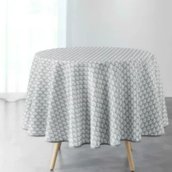NAPPE RONDE D.180CM IMPRIME ARTCHIC BLANC