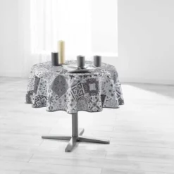 NAPPE RONDE D.180CM IMPRIME PERSANE GRIS