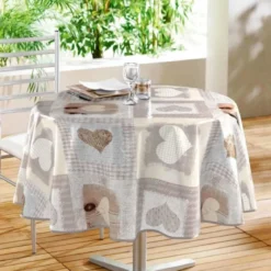 NAPPE RONDE D.160CM PVC IMPRIME COSY COEUR