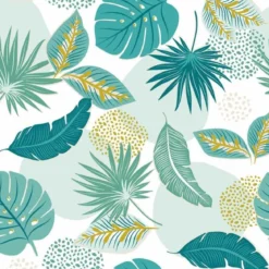 NAPPE RONDE D.160CM PVC TEXTILIA PLANTANIA BLEU