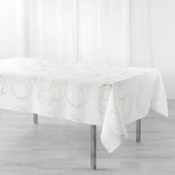 NAPPE 150X240CM METALLISE BULLY BLANC OR