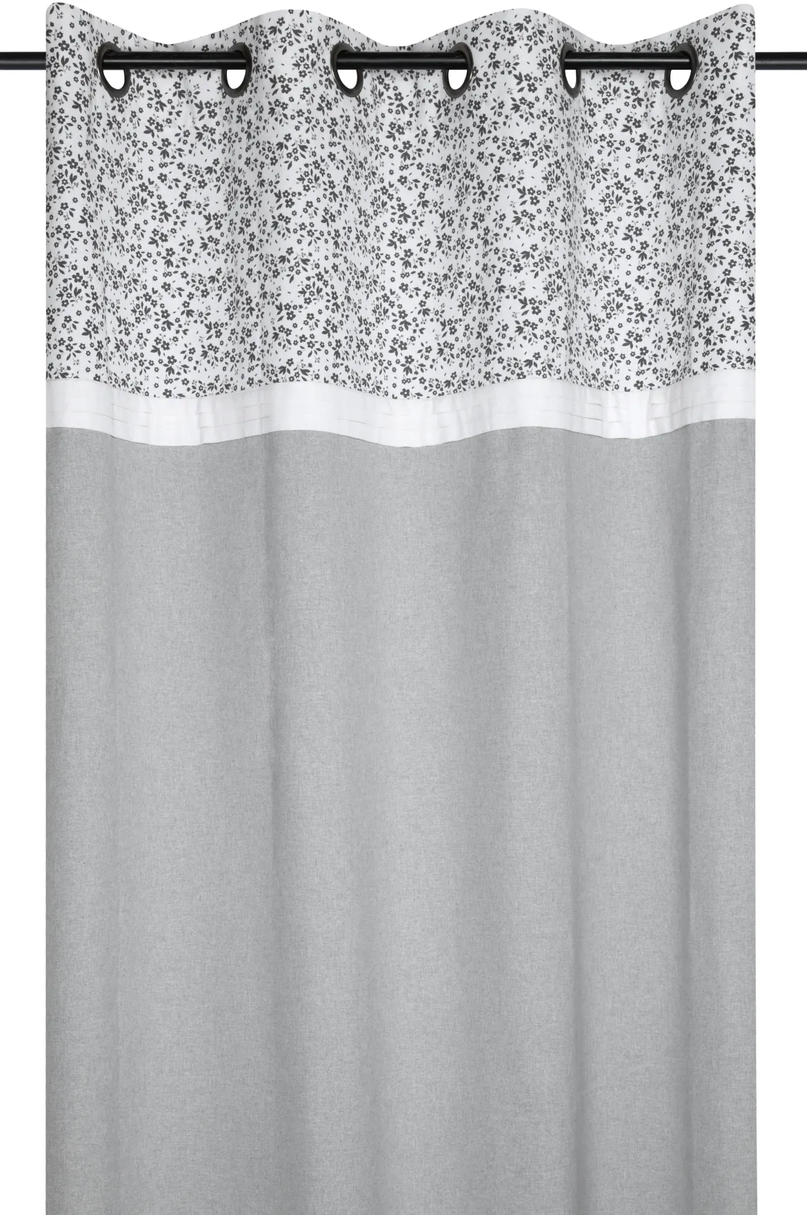 OMBELINE RIDEAU 140X260CM OEILLETS GRIS COTON RECYCLE